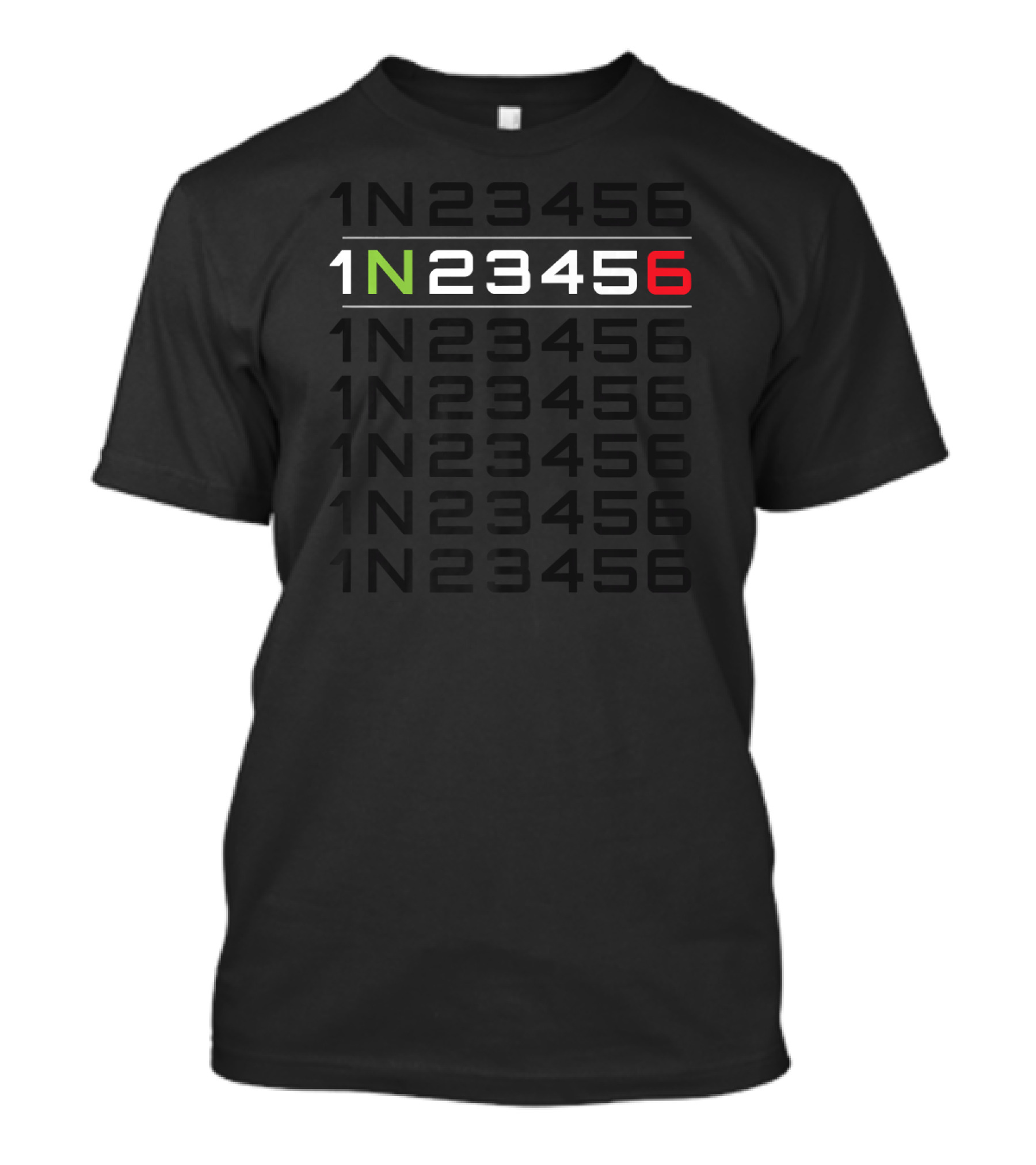 Motorcycle Gear Shift 1N Neutral Green Red 23456 Shift T-Shirt