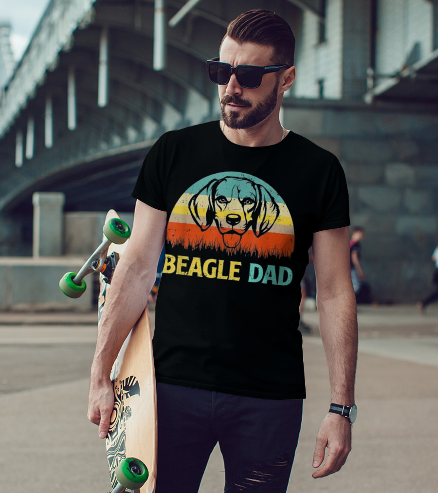 Beagle Dad Retro Sunset T-Shirt