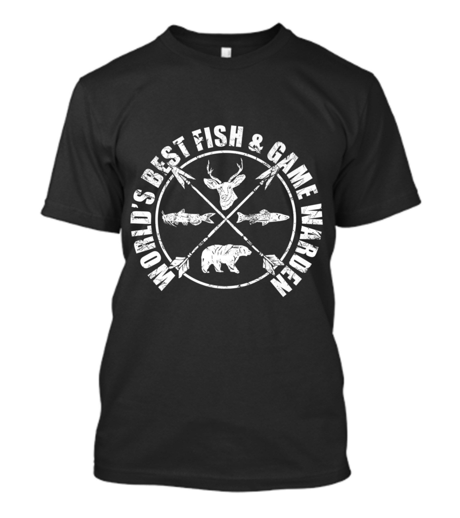 World's Best Fish And Game Warden With Deer Fish Bear Arrows Circle T-Shirt