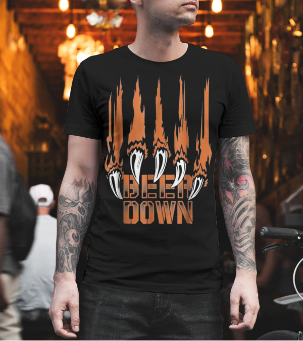 Beer Down Bear Claw Chicago Football T-Shirt Beer Down Bear Claw Chicago Football T-Shirt