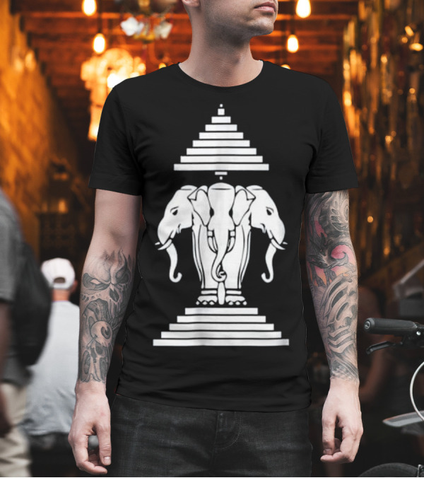 Laos 3 Headed Elephant Erawan Airavata Laotia Icon T-Shirt Laos 3 Headed Elephant Erawan Airavata Laotia Icon T-Shirt