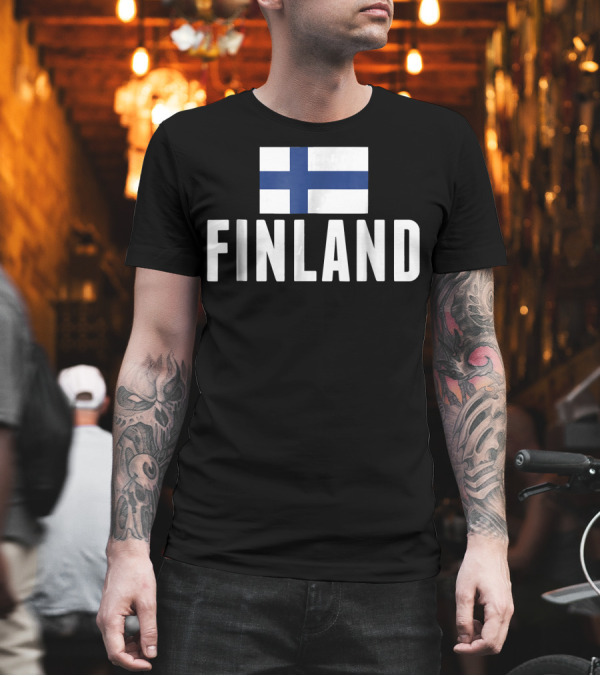 Finnish National Flag Finland Iconic Blue and White T-Shirt Finnish National Flag Finland Iconic Blue and White T-Shirt