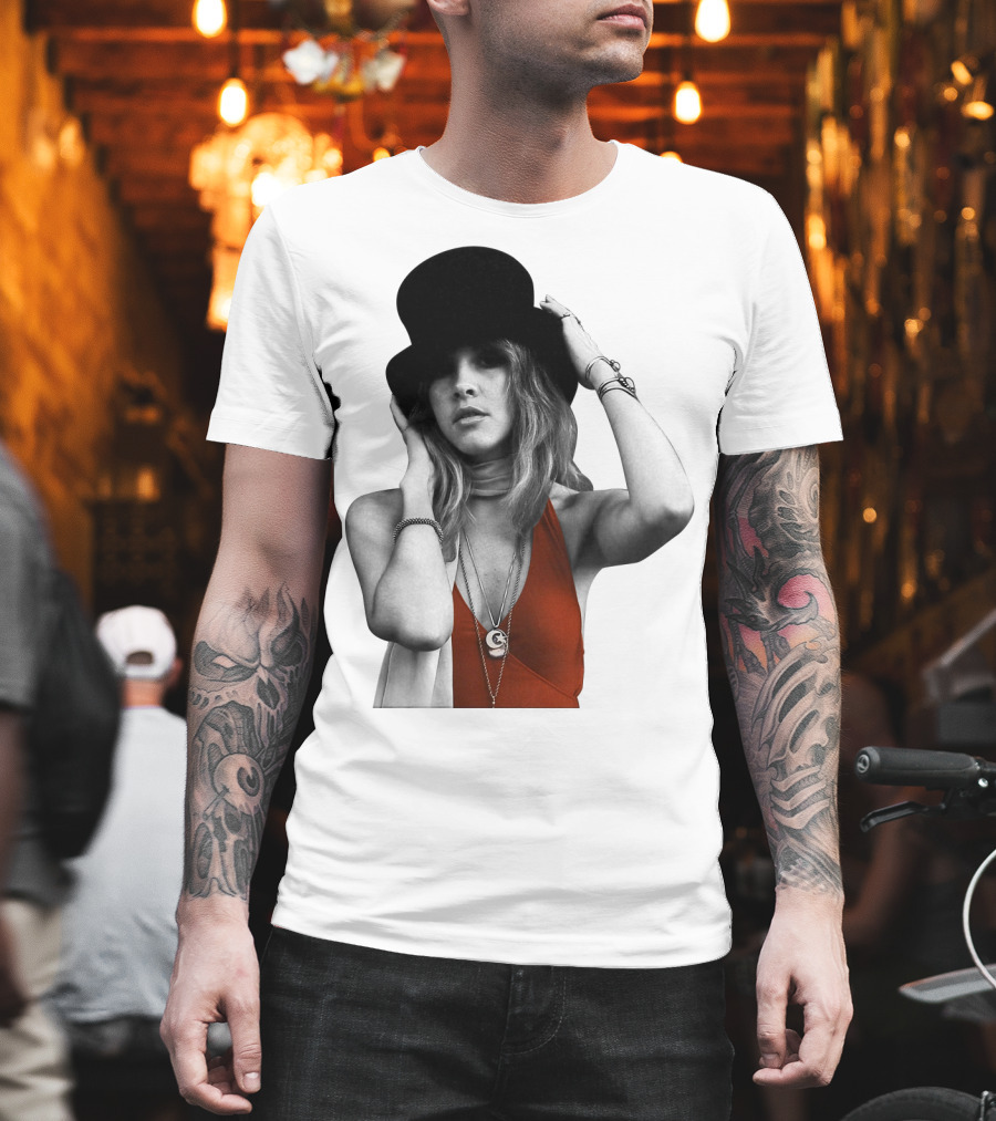 Fw 7 Stevie Nicks Vintage Red Dress And Black Top Hat T-Shirt