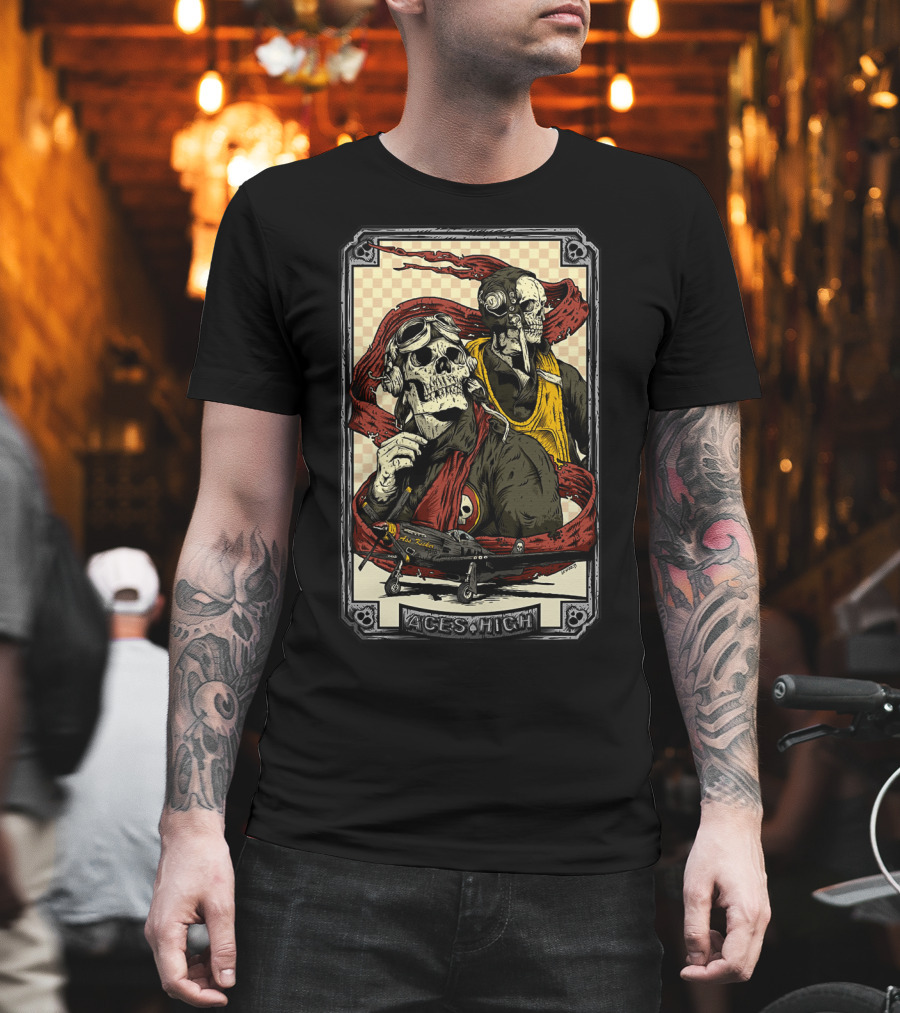 Aces High Ir 63 Skull Pilot Artwork T-Shirt