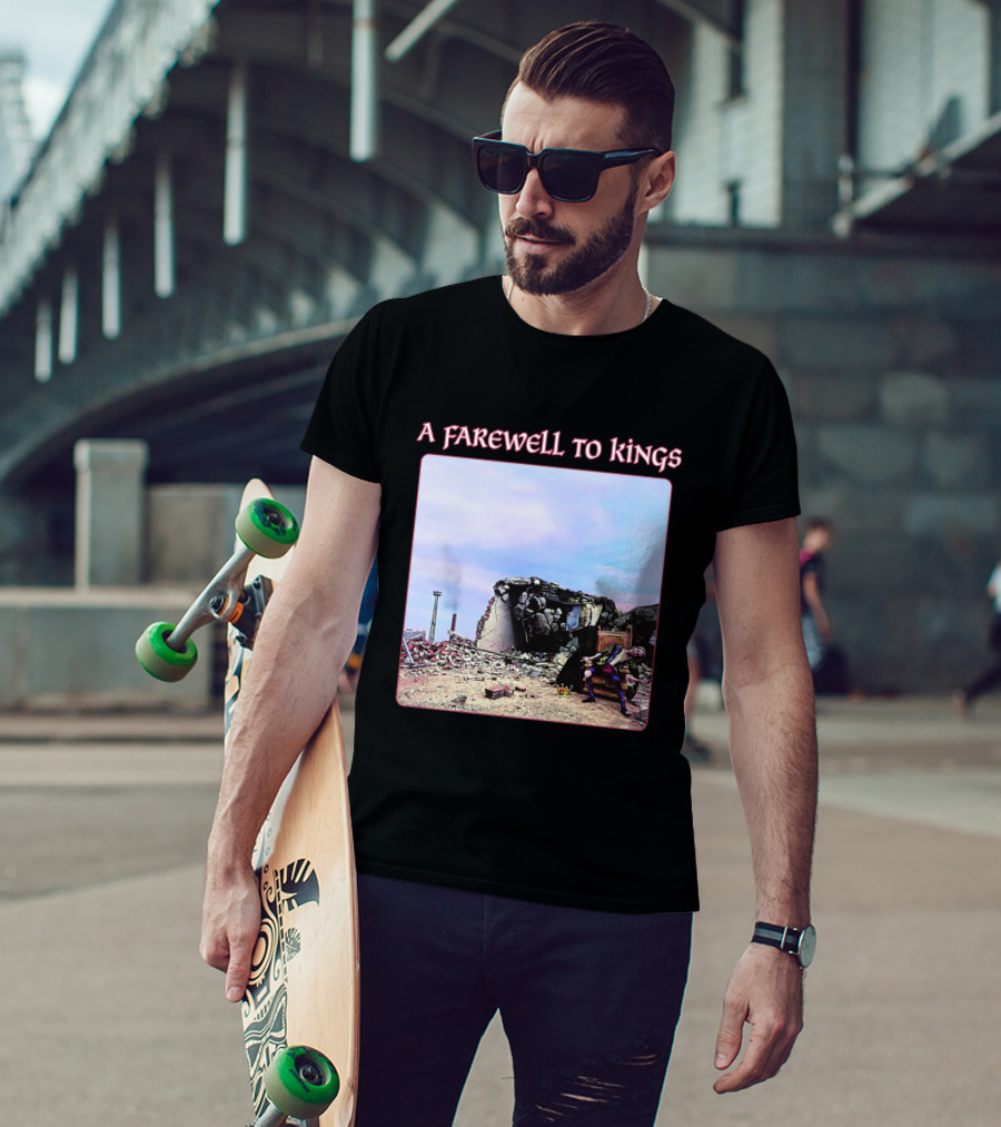Rush A Farewell To Kings Album Cover With Ruins And Seated Figure T-Shirt