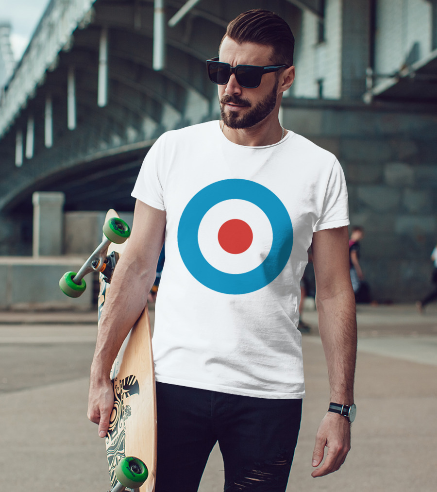 Mod Target Symbol Design With Red Circle Blue Outer Ring T-Shirt