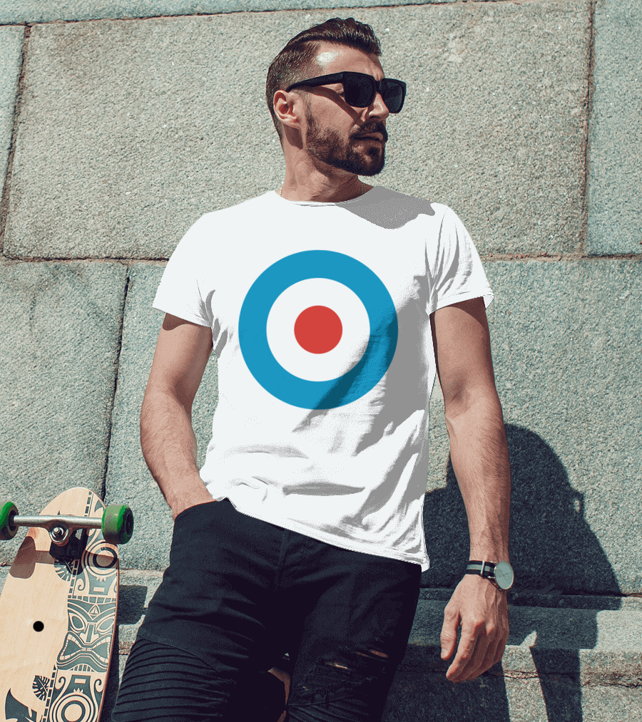 Mod Target Symbol Design With Red Circle Blue Outer Ring T-Shirt