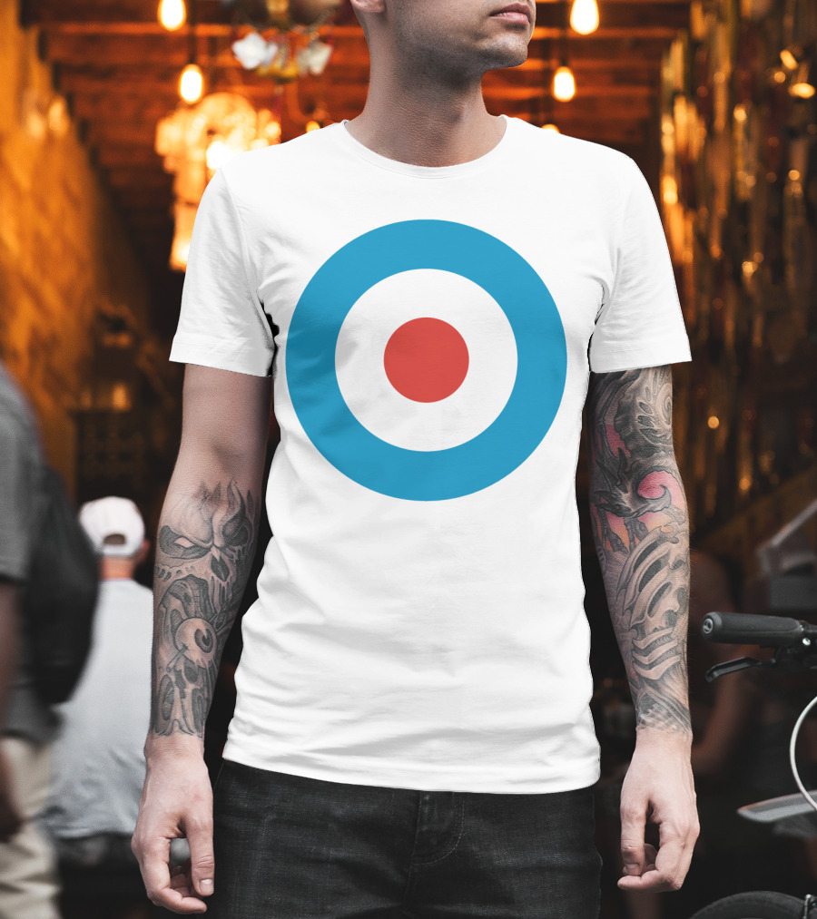 Mod Target Symbol Design With Red Circle Blue Outer Ring T-Shirt