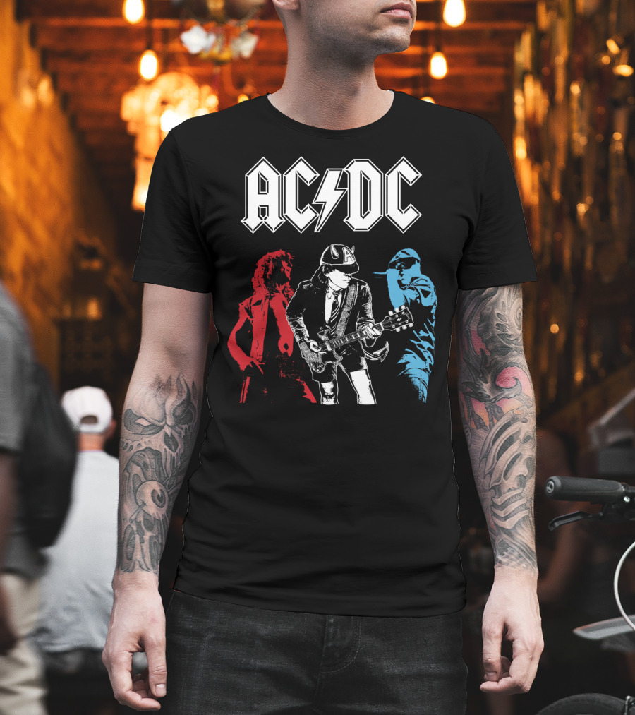 Acdc Angus Young Guitarist Silhouettes Rock Performance T-Shirt