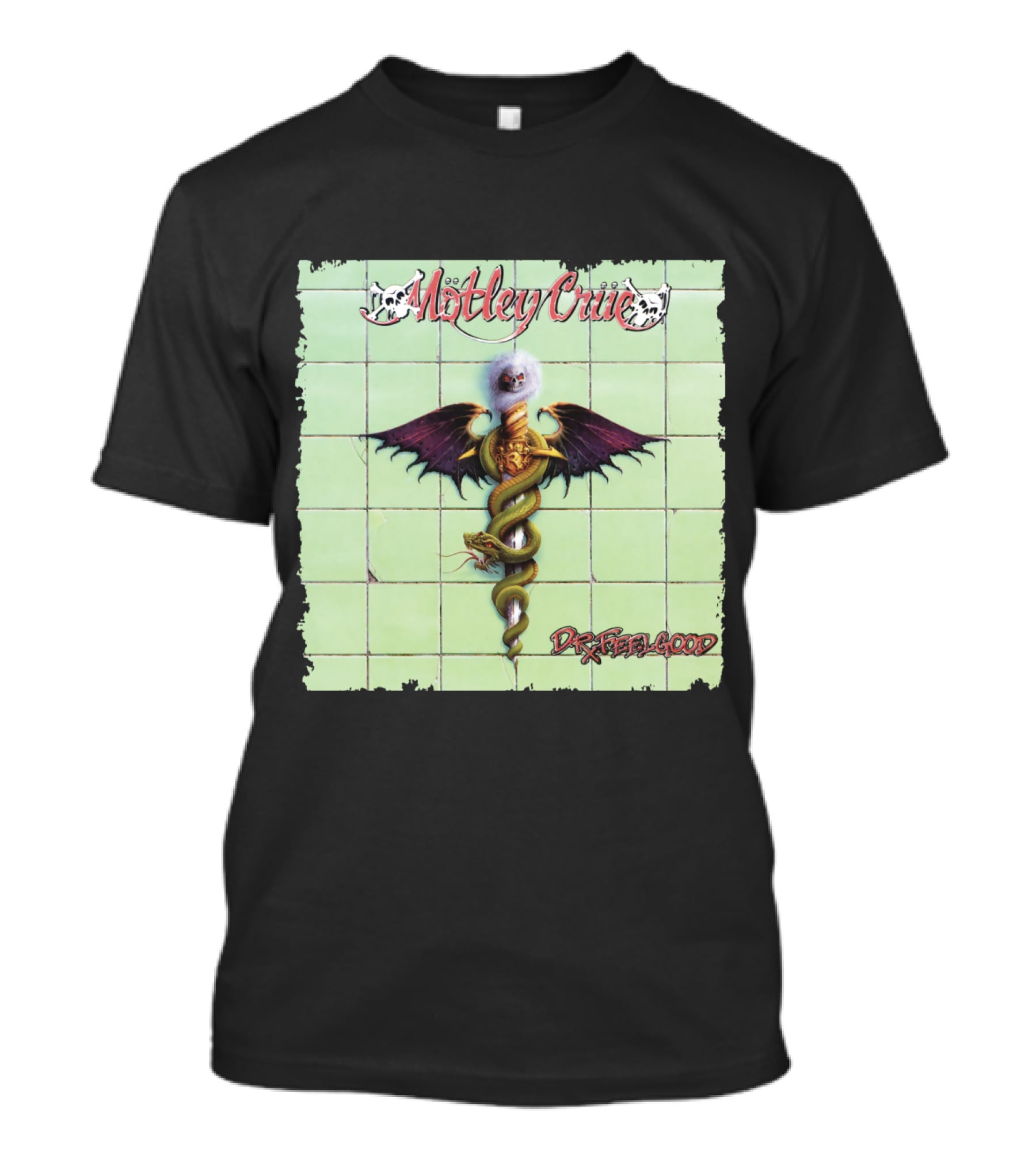 Mötley Crüe Dr. Feelgood Winged Caduceus Snake T-Shirt