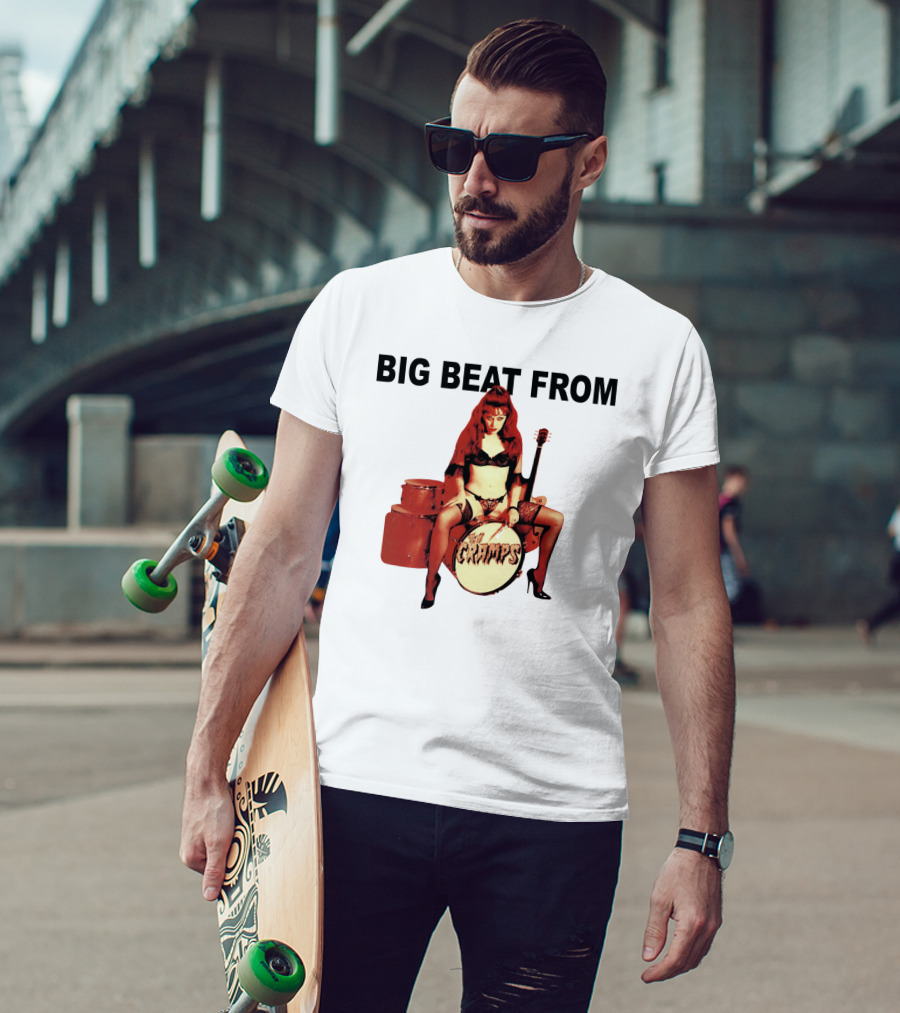 Big Beat From Badsville Cramps Tcr 18 Drummer Pinup T-Shirt