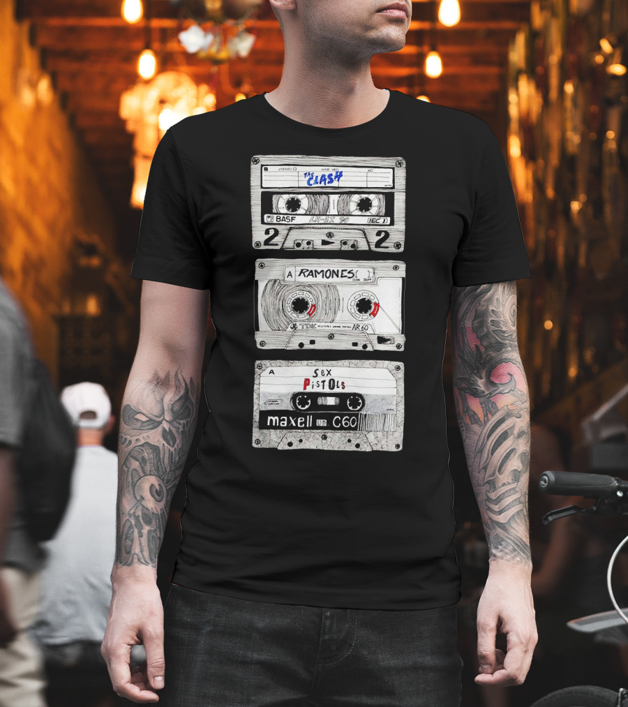 The Clash Ramones Sex Pistols Cassette Tapes Retro Music Icons T-Shirt