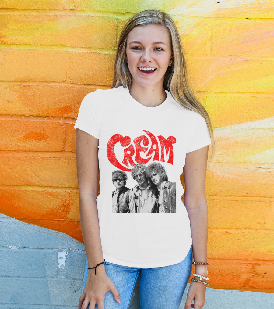 Cream Retro Band Photo Red T-Shirt