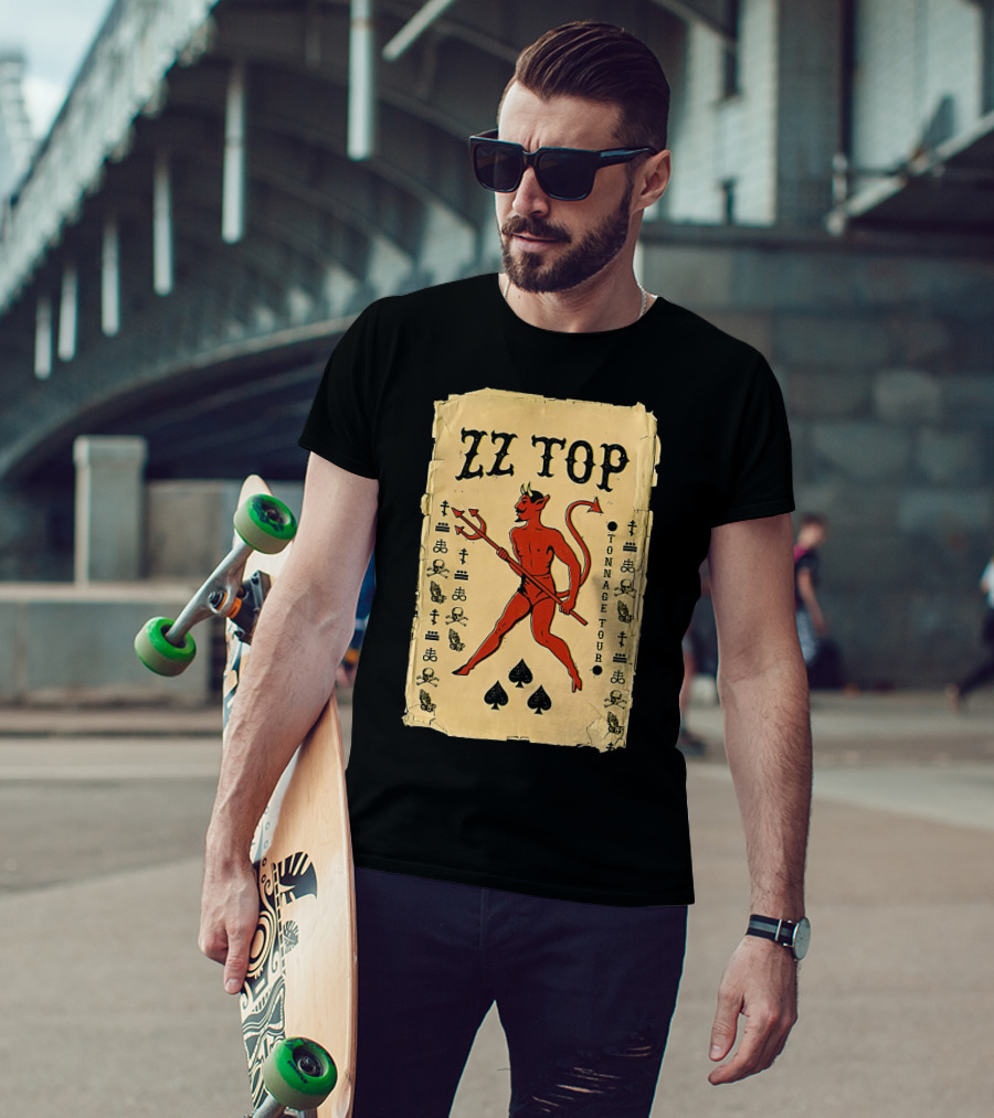 Zz Top Tonnage Tour Devil Playing Cards T-Shirt