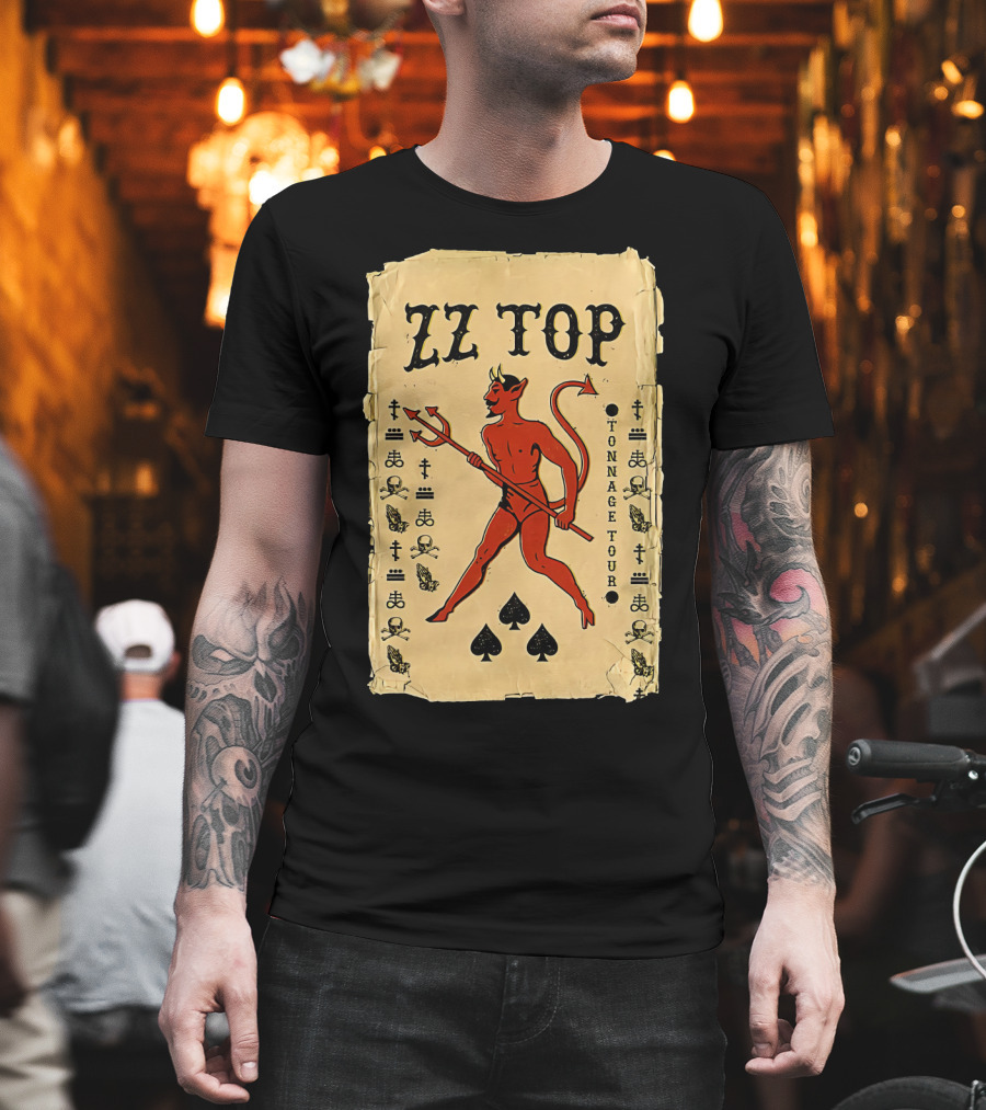 Zz Top Tonnage Tour Devil Playing Cards T-Shirt