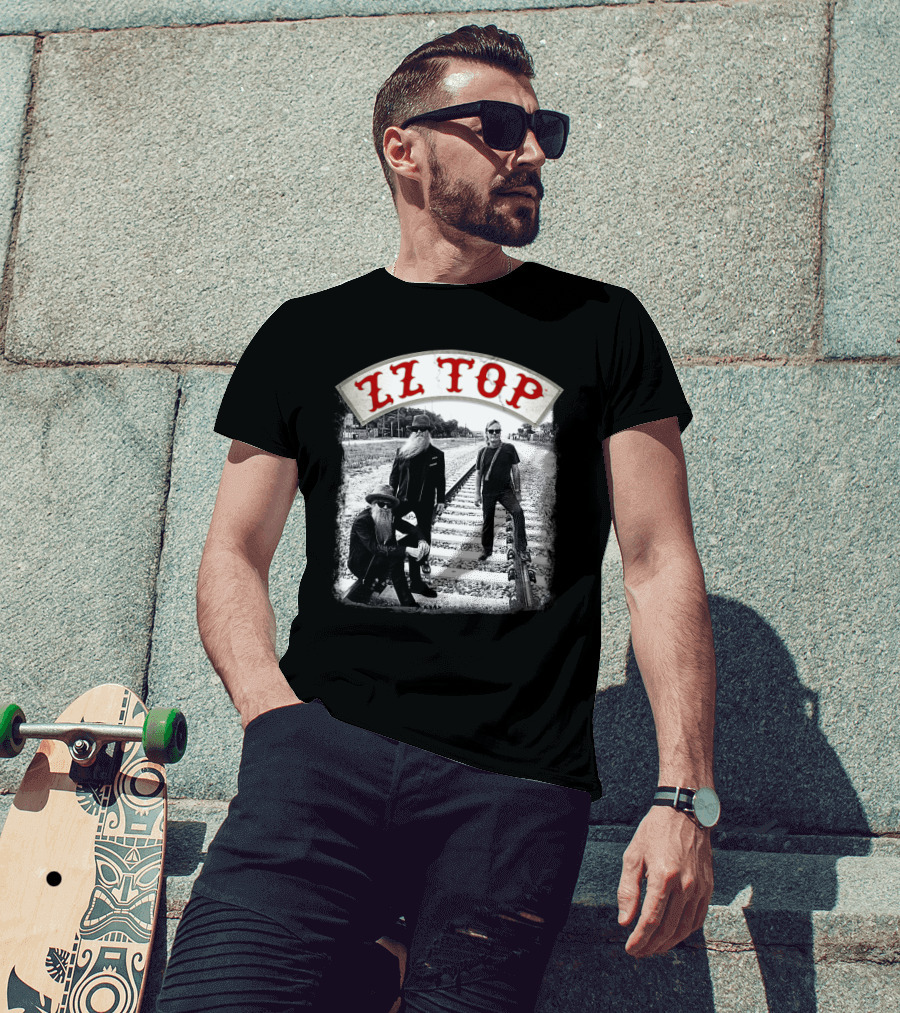 Zz Top Band On Railroad Tracks T-Shirt