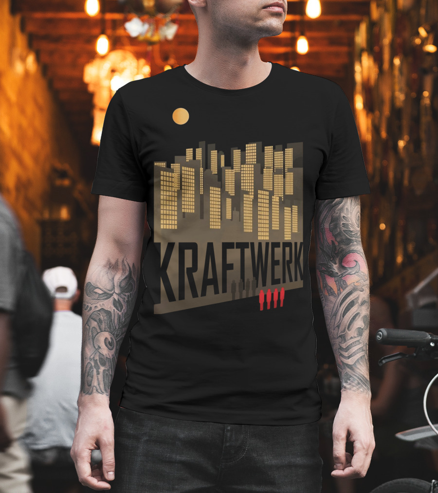 Kraftwerk Cityscape With Moon And Four Silhouettes T-Shirt