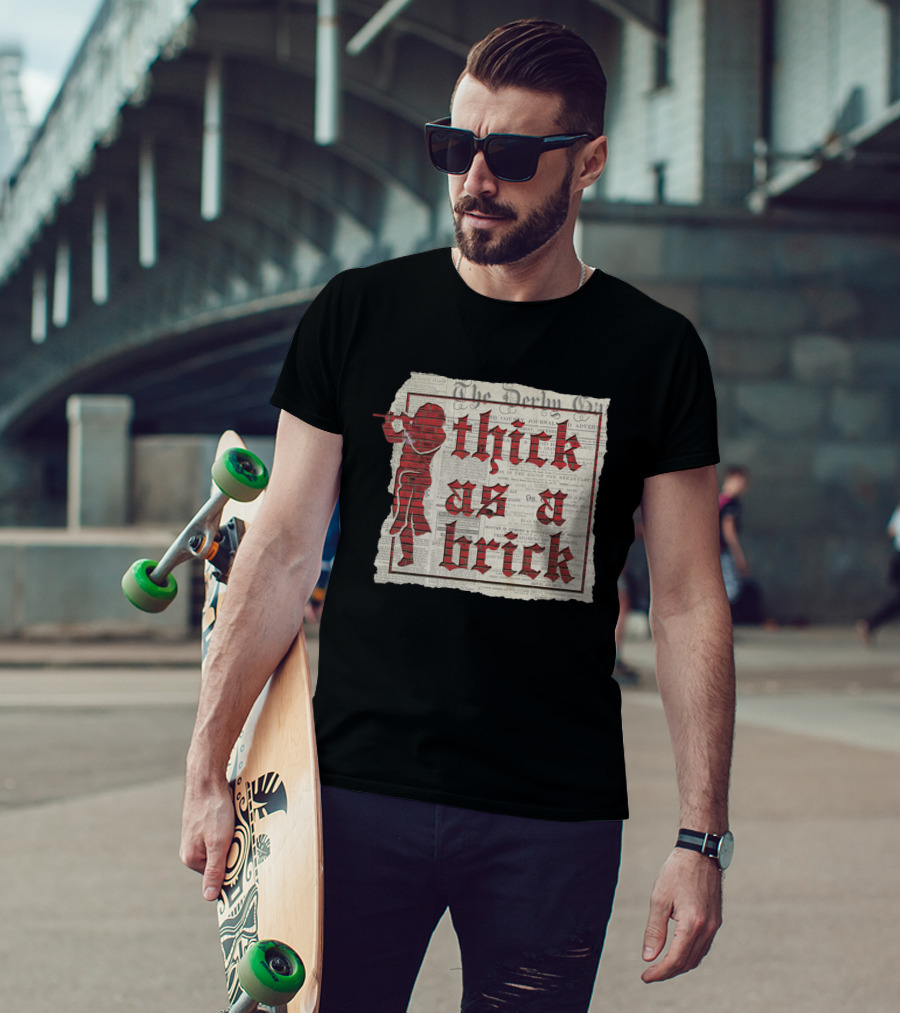 Thick As A Brick Newspaper Design With Silhouette T-Shirt