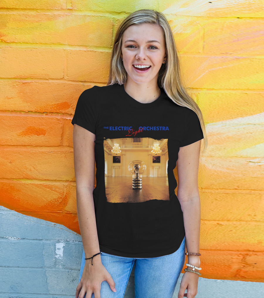 Electric Light Orchestra Lightbulb Room Chandelier Scene T-Shirt
