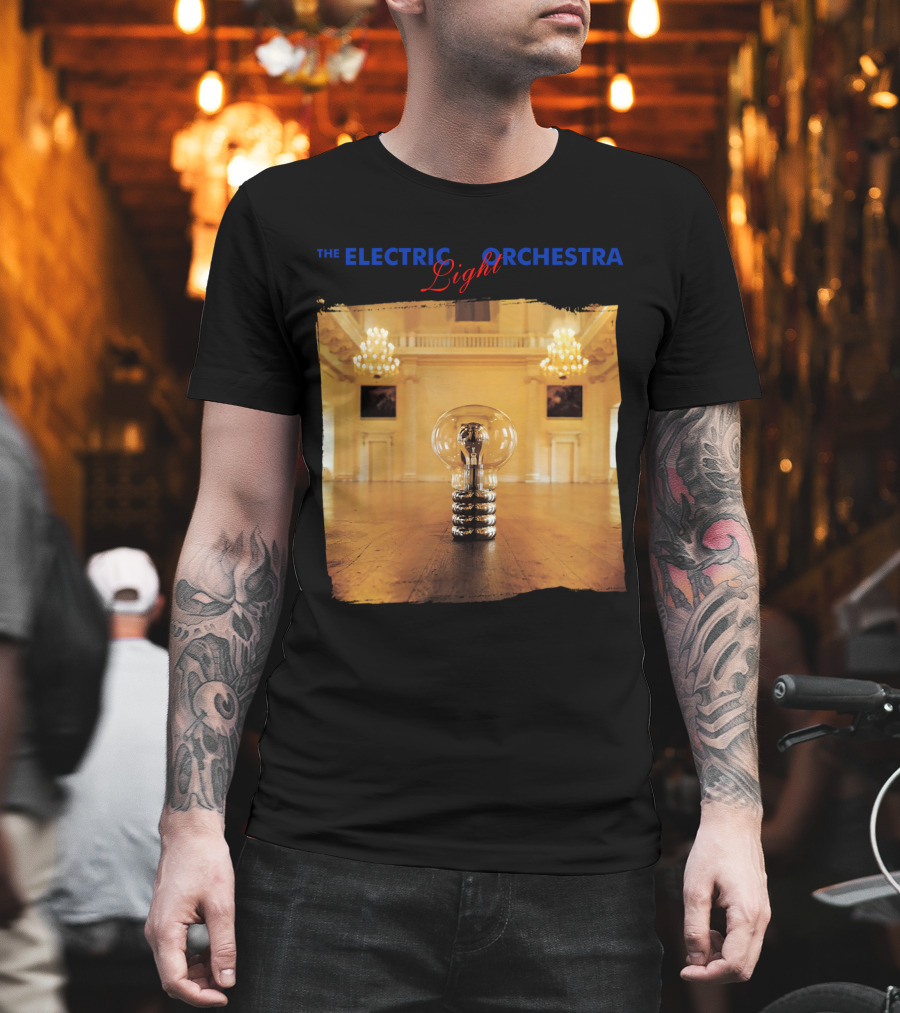 Electric Light Orchestra Lightbulb Room Chandelier Scene T-Shirt