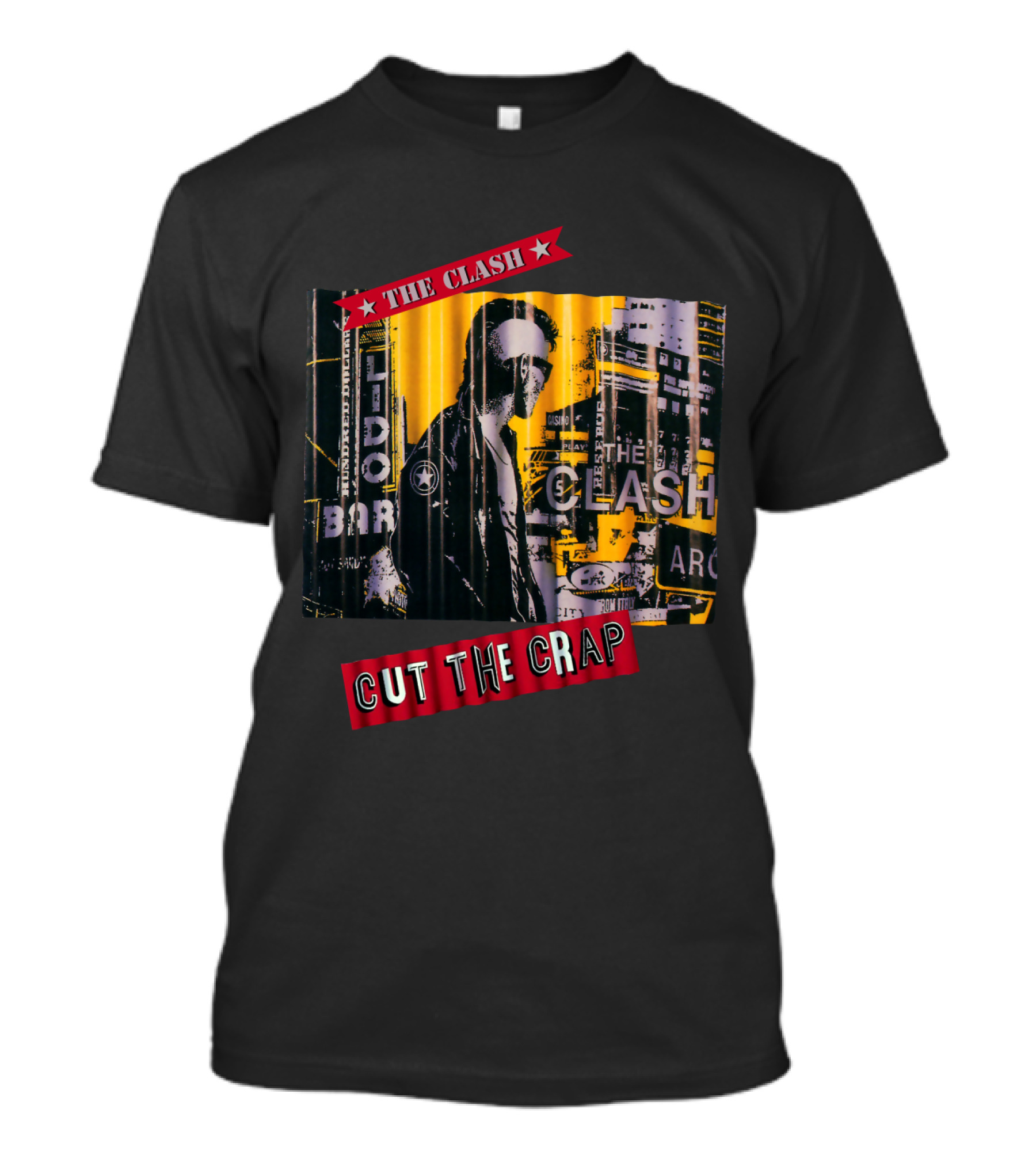 The Clash Cut The Crap Urban Collage Yellow And Black T-Shirt
