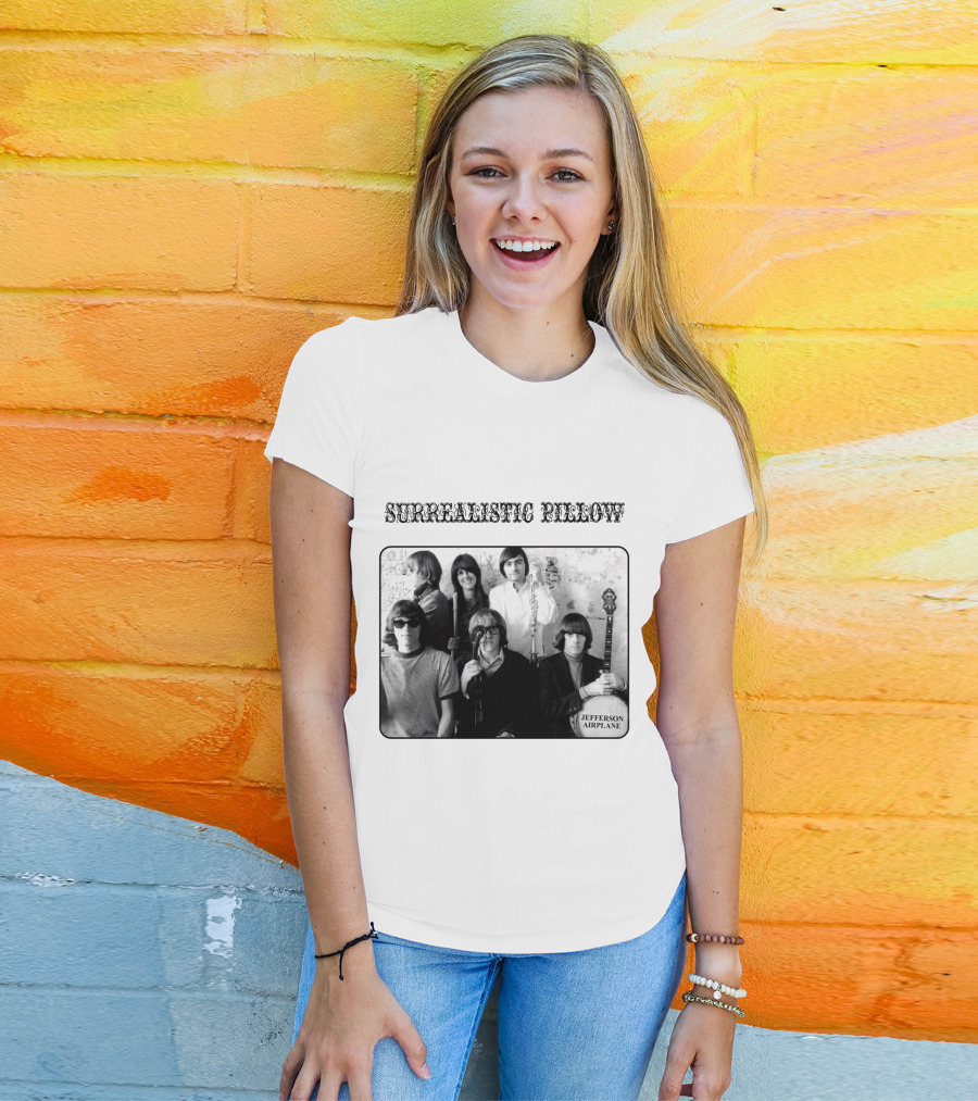 Surrealistic Pillow Jefferson Airplane Album Cover Black And White Photography T-Shirt
