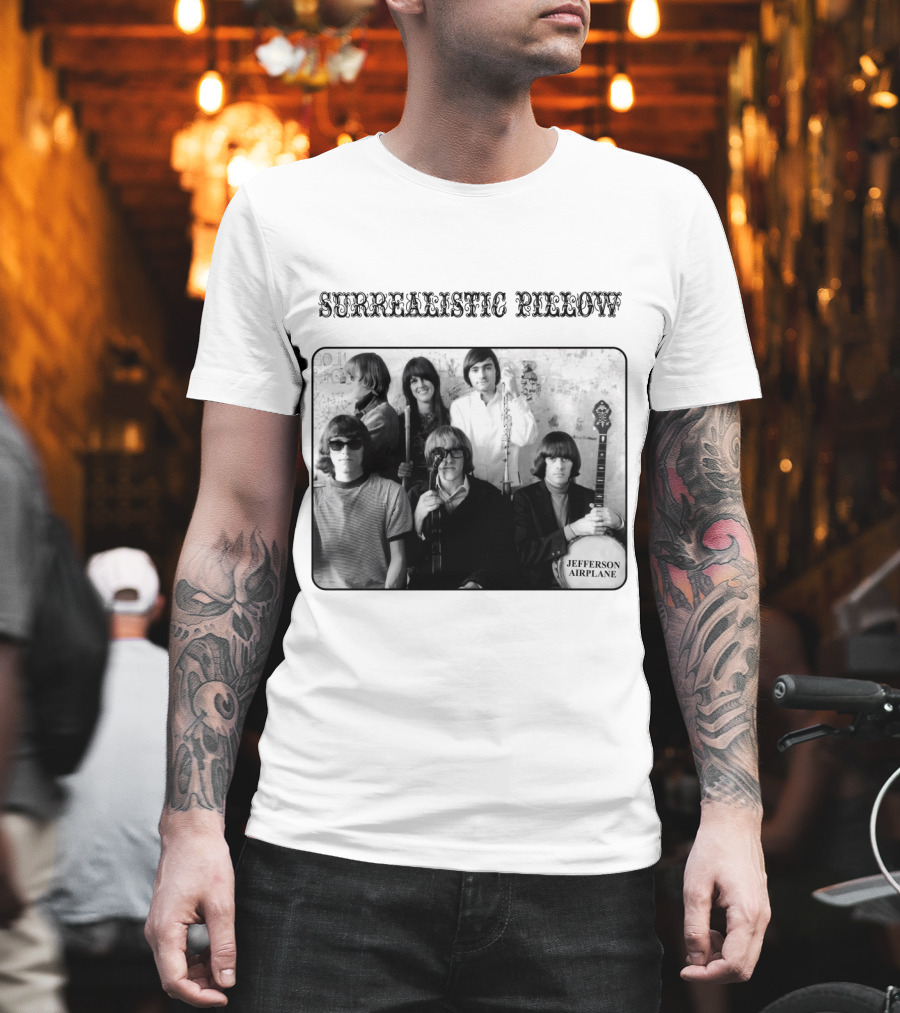 Surrealistic Pillow Jefferson Airplane Album Cover Black And White Photography T-Shirt
