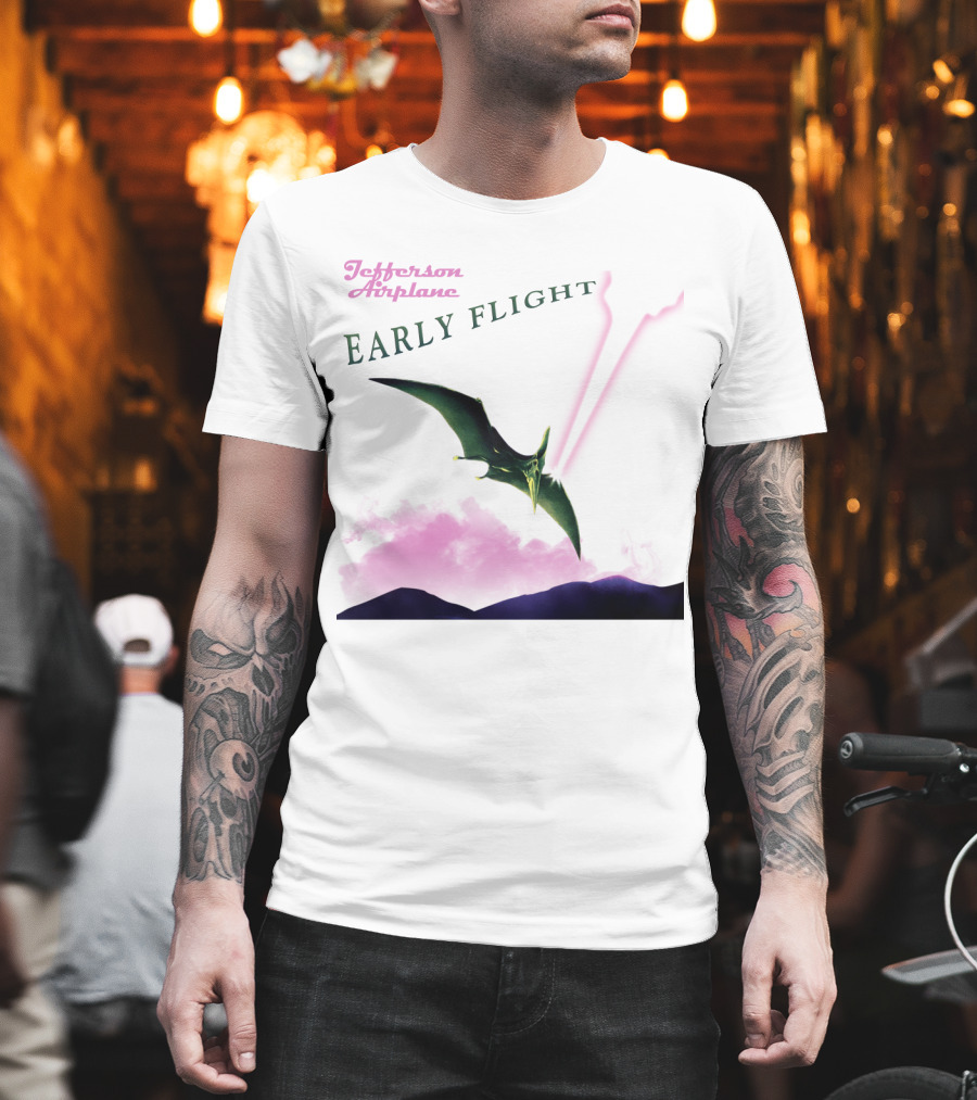 Jefferson Airplane Early Flight Pterosaur Pink Cloud T-Shirt