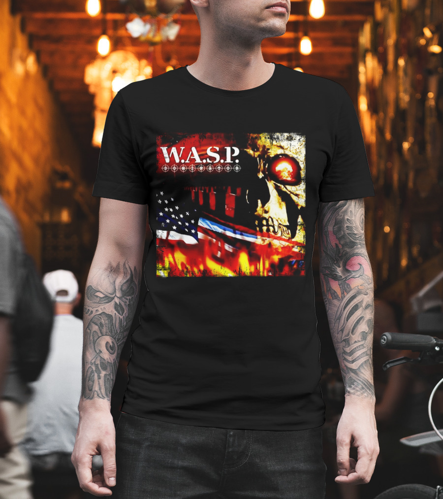 W.a.s.p. American Flag Skull T-Shirt