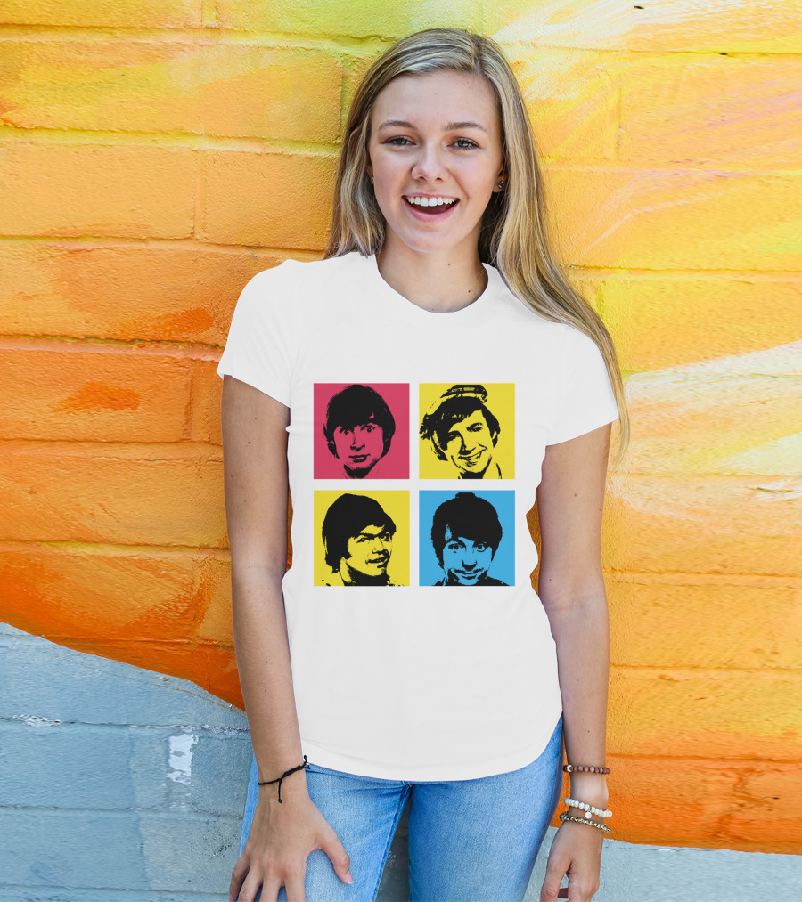 Pop Art Faces In Red Yellow Blue T-Shirt