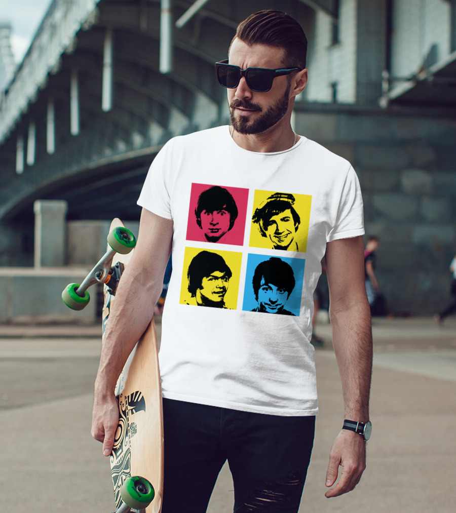 Pop Art Faces In Red Yellow Blue T-Shirt