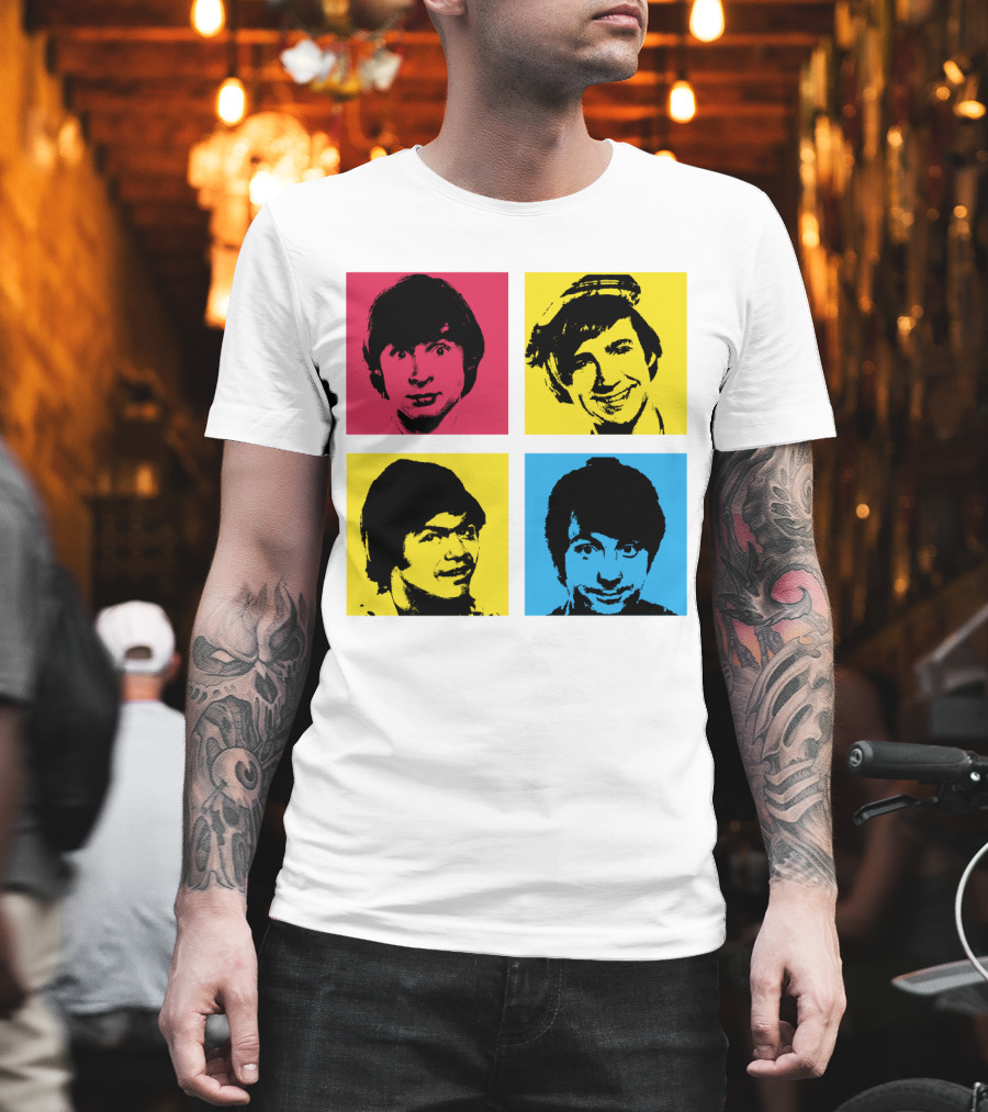 Pop Art Faces In Red Yellow Blue T-Shirt