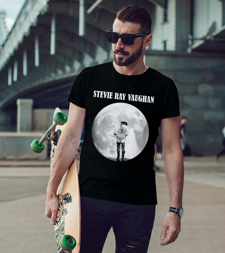 Stevie Ray Vaughan Moon Guitar Silhouette T-Shirt