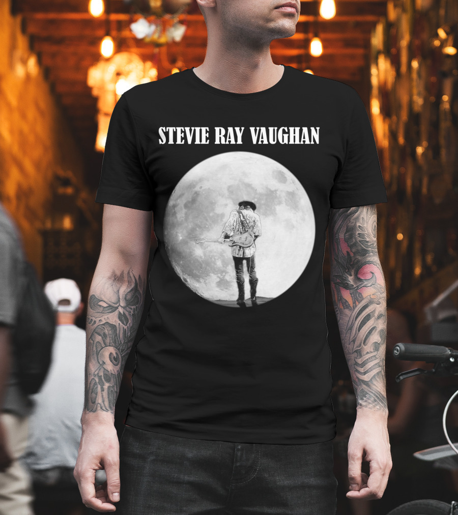 Stevie Ray Vaughan Moon Guitar Silhouette T-Shirt