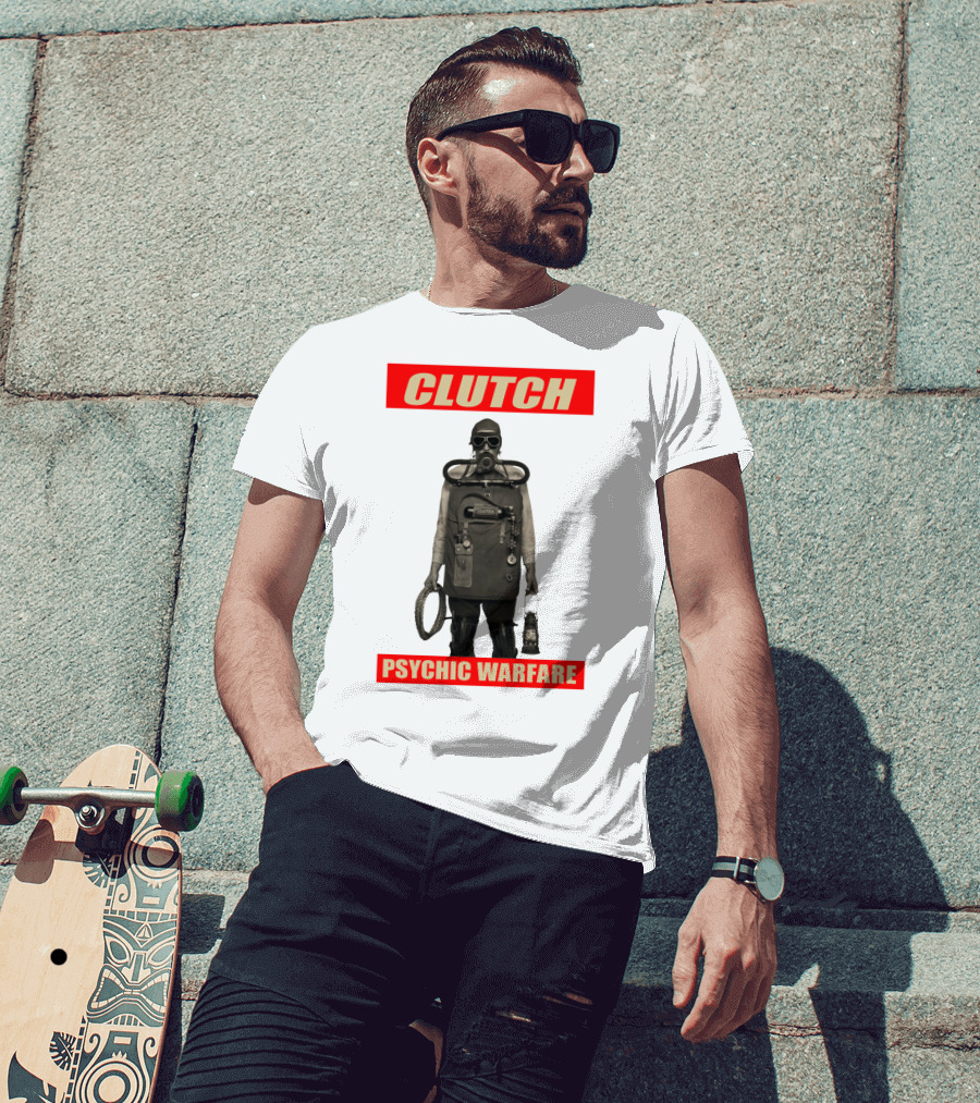 Clutch Psychic Warfare Vintage Gas Mask And Gear T-Shirt