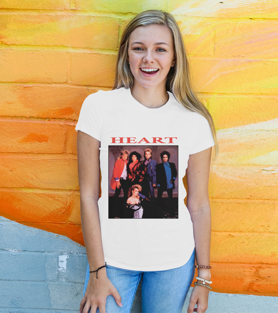 Heart Band Group Photo With Bold Red T-Shirt