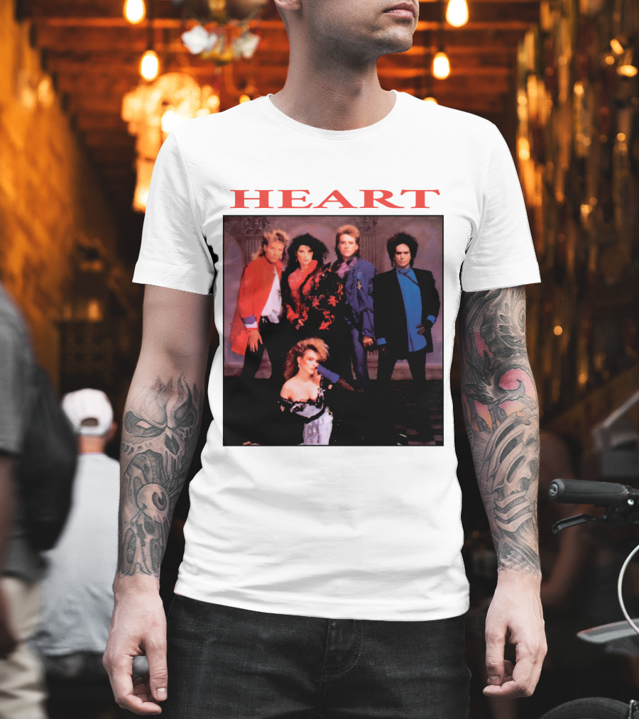 Heart Band Group Photo With Bold Red T-Shirt