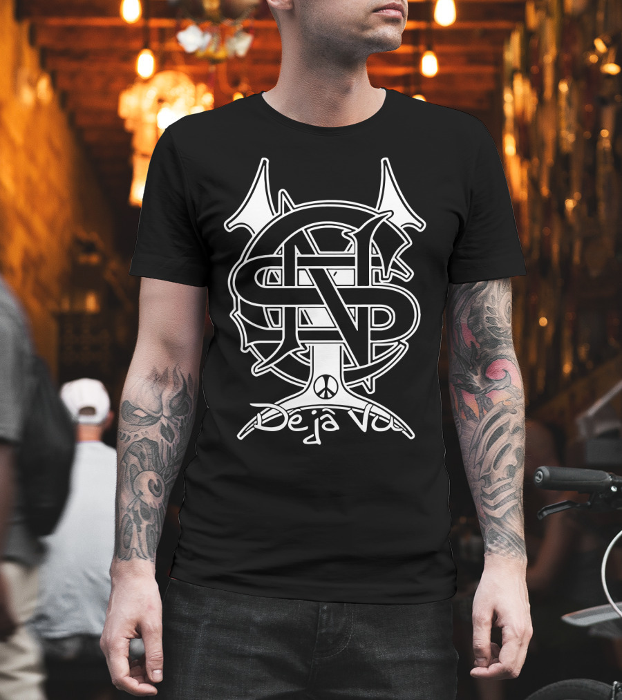 Crosby Stills Nash And Young Deja Vu Peace Symbol T-Shirt