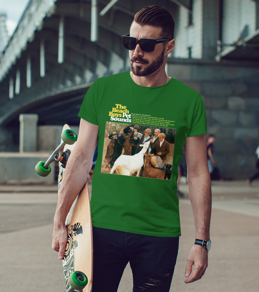 The Beach Boys Pet Sounds Album Cover With Song List And Band Members With Animals T-Shirt
