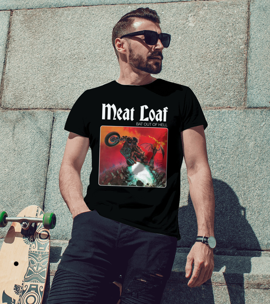 Meat Loaf Bat Out Of Hell Motorcycle And Bat T-Shirt