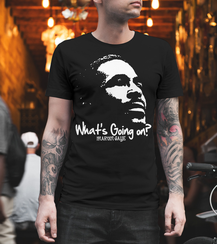 Marvin Gaye What's Going On 1971 Album Cover Art Iconic Black And White Silhouette T-Shirt