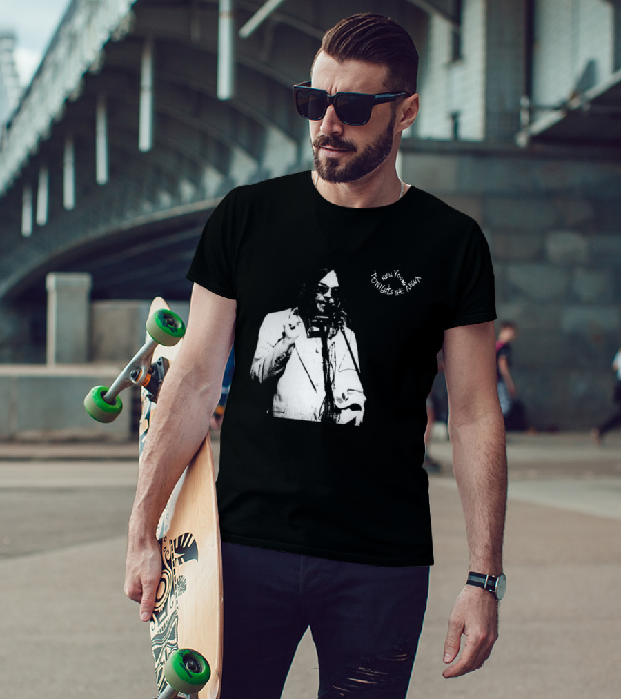 Neil Young Tonight's The Night Black And White Photo T-Shirt