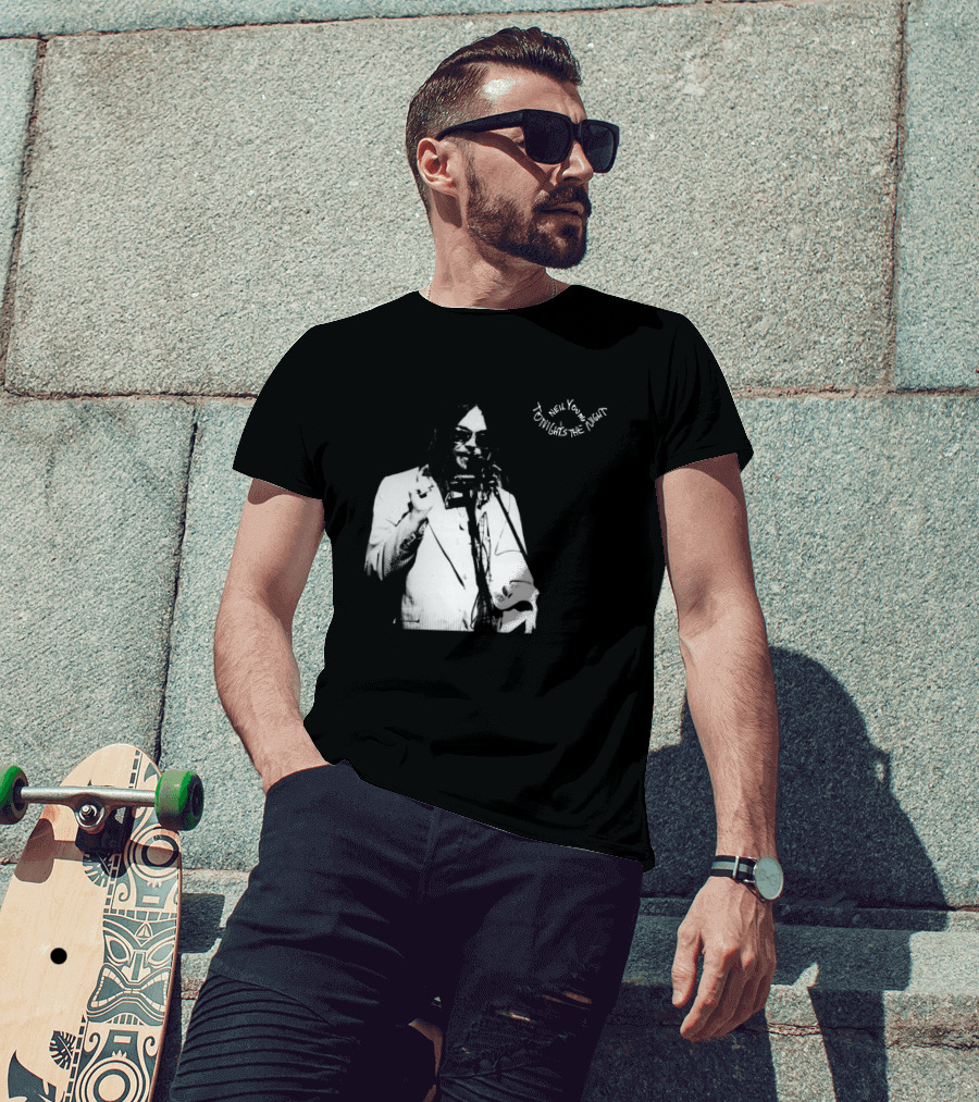 Neil Young Tonight's The Night Black And White Photo T-Shirt