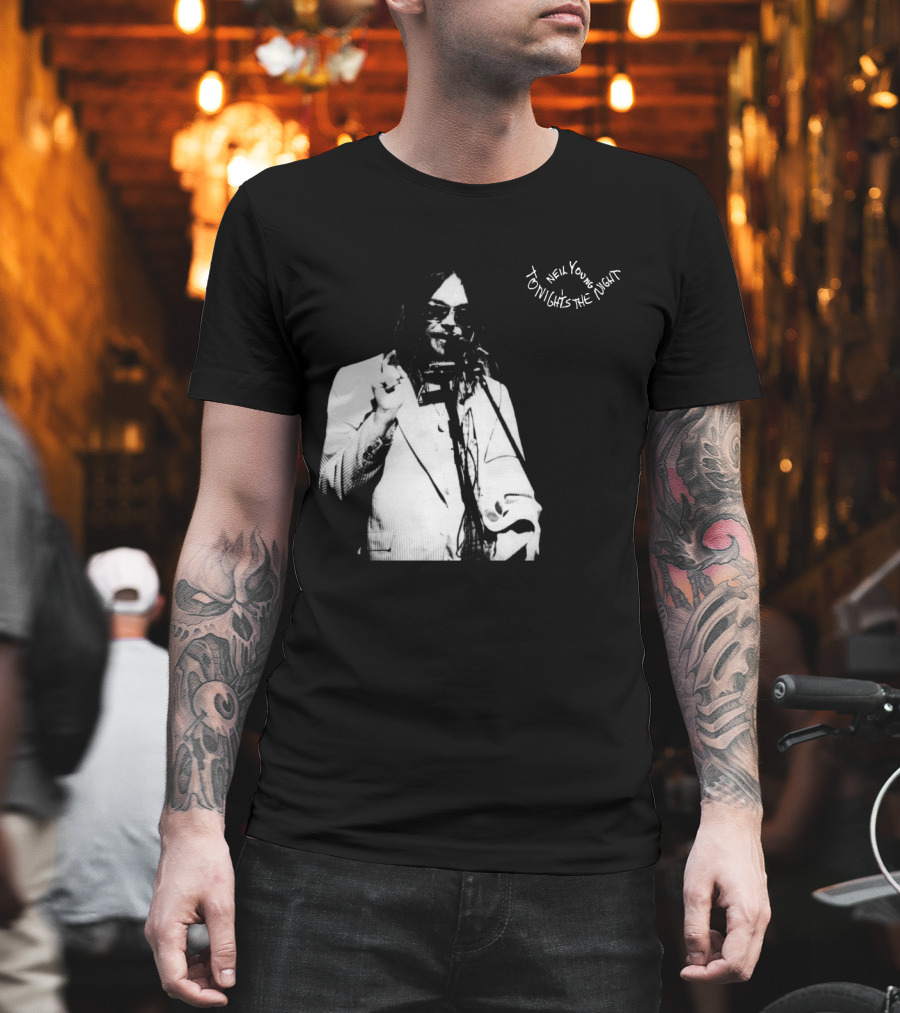 Neil Young Tonight's The Night Black And White Photo T-Shirt
