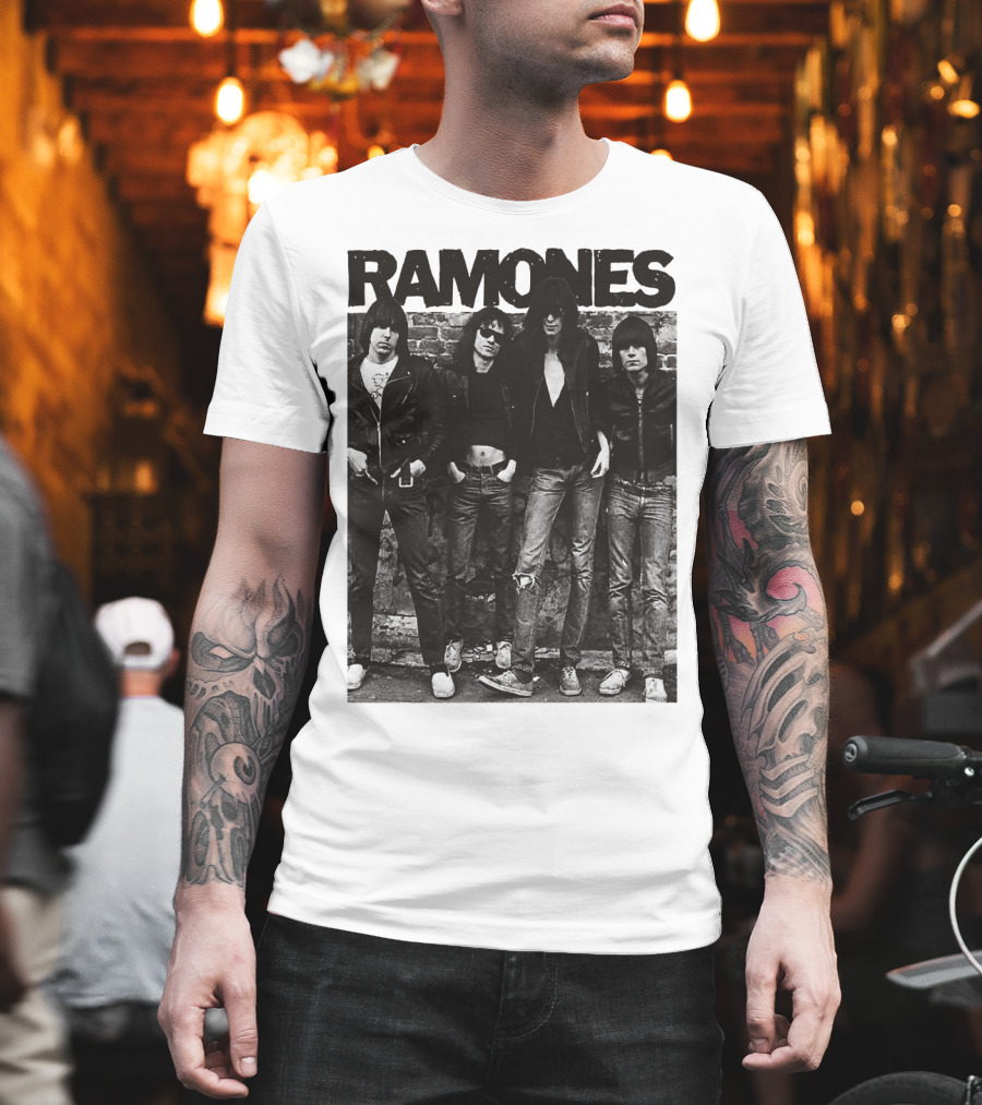 Ramones Black And White Band Photo Iconic Punk Rock Group T-Shirt