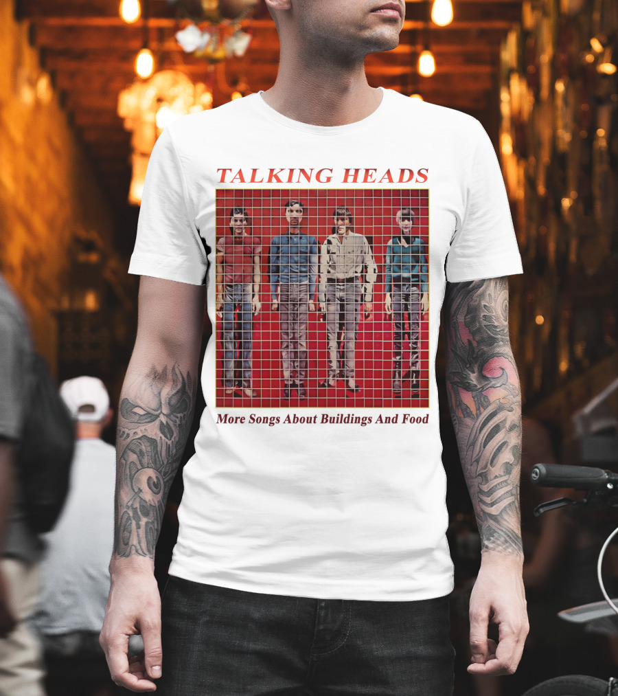 TALKING HEADS More Songs About Buildings And Food Album Cover with Grid T-Shirt