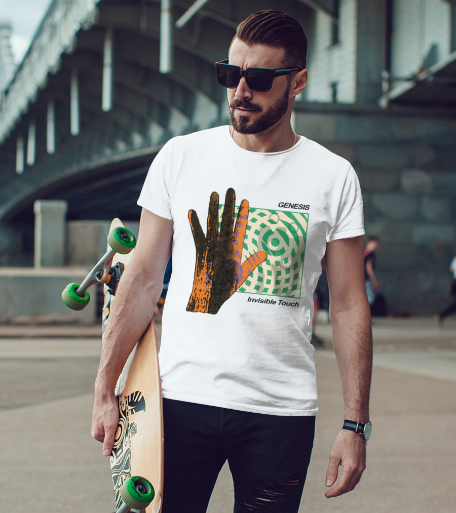 Genesis Invisible Touch Album Cover Art Hand Green T-Shirt