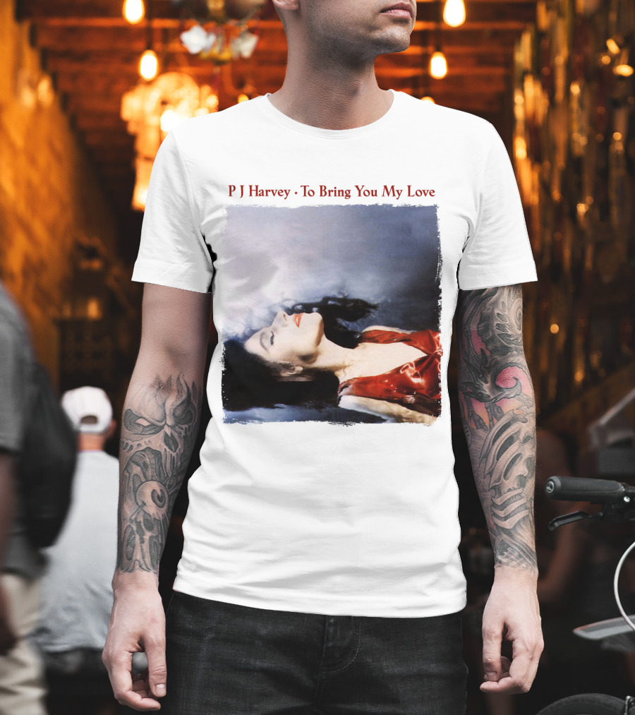 PJ Harvey To Bring You My Love Album Art Floating Woman in Red T-Shirt