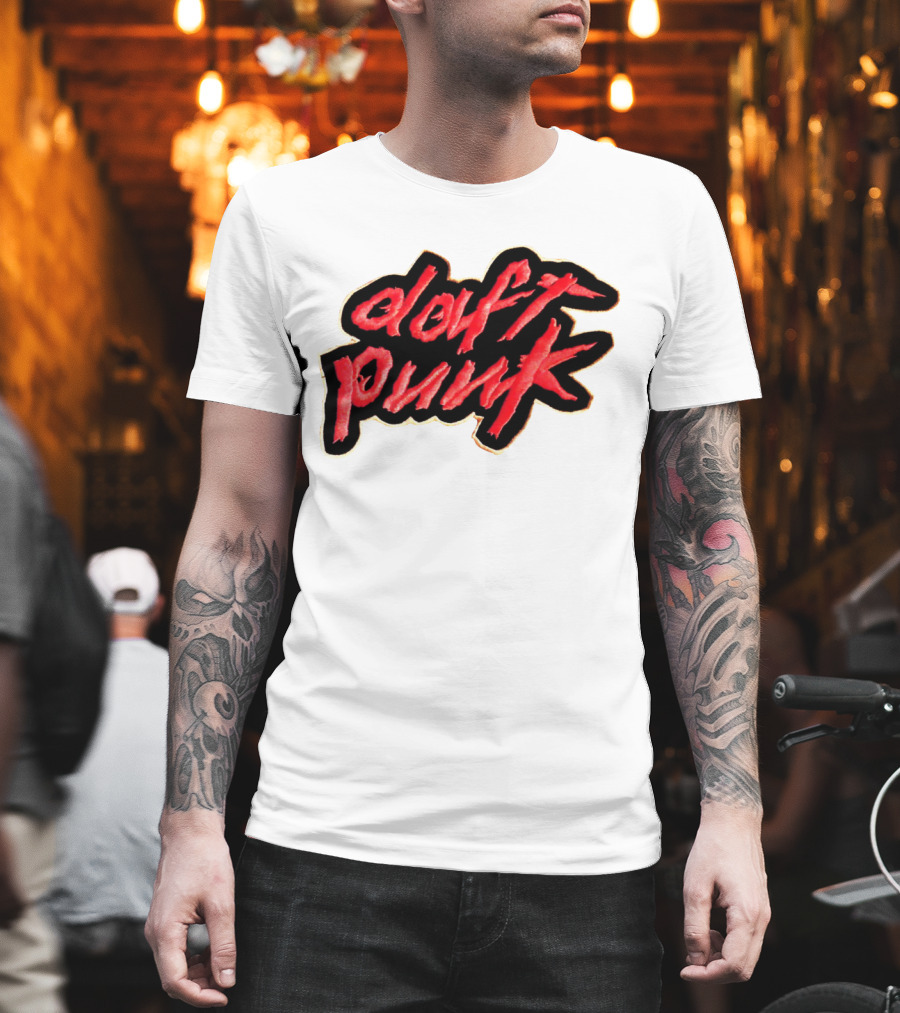 Daft Punk Logo Red Stylized Text T-Shirt
