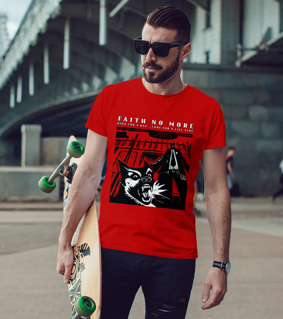 Faith No More King For A Day Fool For A Lifetime Graphic Black And White Dog Scene T-Shirt
